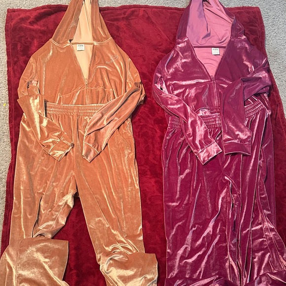 Victoria's Secret Pants - Victoria's Secret Velvet Jumpsuits in Tan and Pink